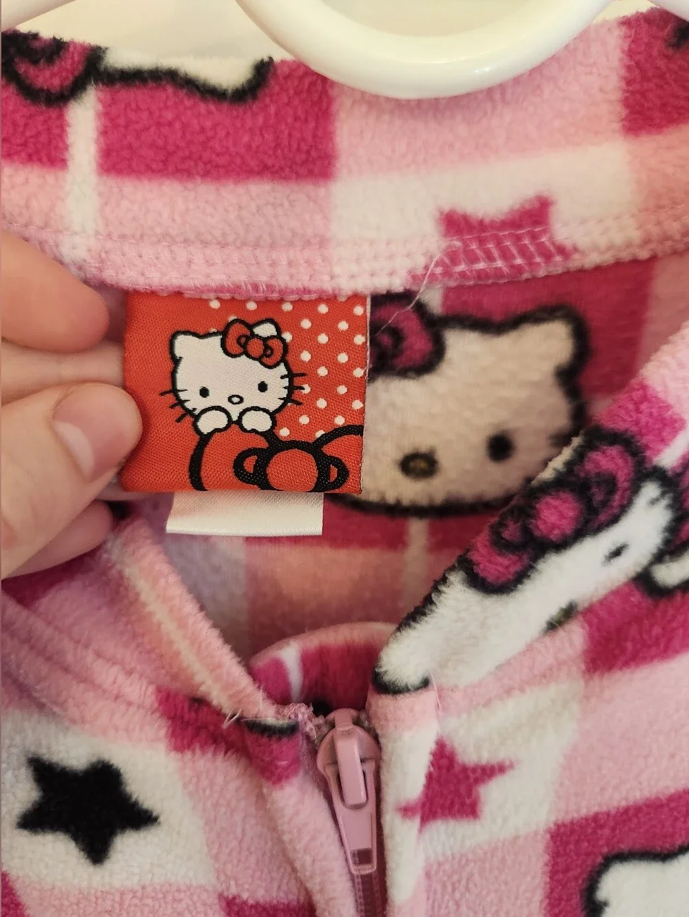 Pink Hello Kitty Fleece Bodysuit One Piece‎ Pajamas Fleece Size M READ #1414